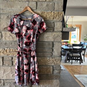 Eva Mendes for New York & Company Floral A-line Dress with Belt Size 10